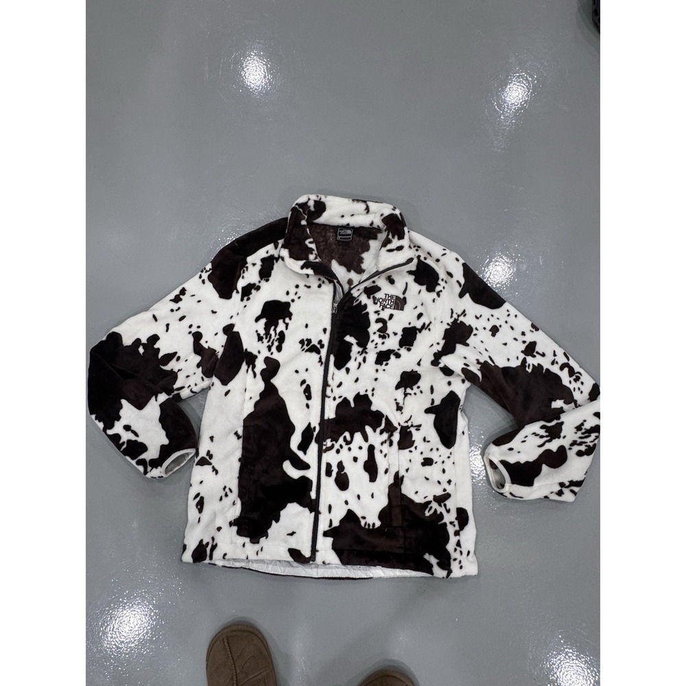 The North Face Women's Cow Print Full Zip Jacket White/Brown Long Sleeve L